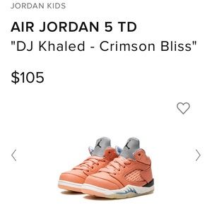Air Jordan 5 x DJ Khaled Toddler Size 9 Pink Jordan’s